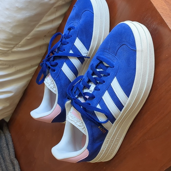 Adidas Blue And Pink Gazelle Bold Sz W9 - Picture 1 of 4
